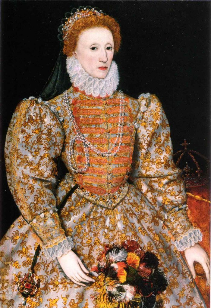 Isabel I en el famoso "Retrato de Darnley" de 1575.