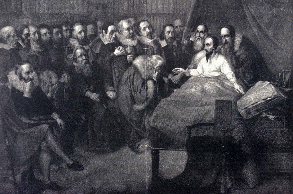 Juan Calvino en su lecho de muerte en 1564