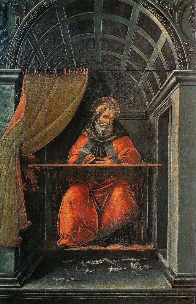 Representación de Agustín de Hipona en su estudio, en una pintura de Sandro Botticelli de 1494