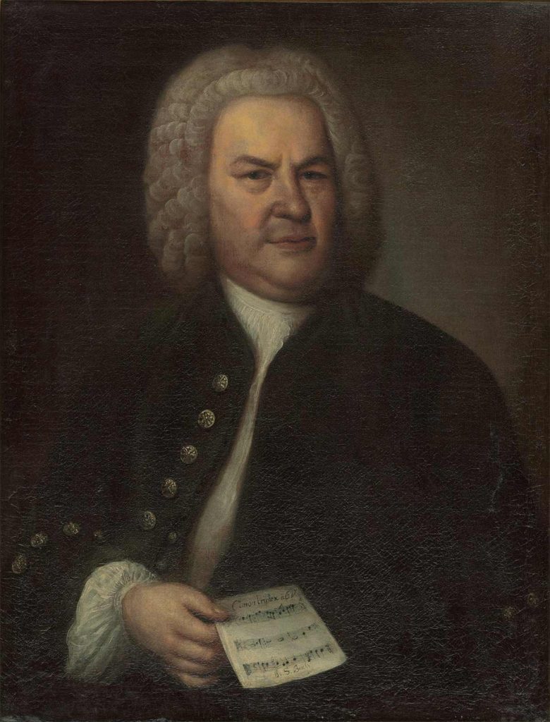 Johann Sebastian Bach (61 años) en un retrato de Elias Gottlob Haussmann