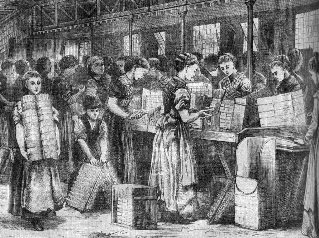 Trabajadoras de la fabrica en la década de 1870