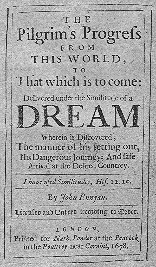 Página de título de Pilgrim's Progress de John Bunyan (1678)