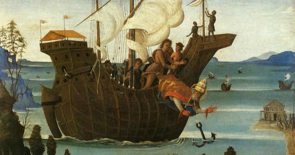 Representación medieval del martirio de Clemente.