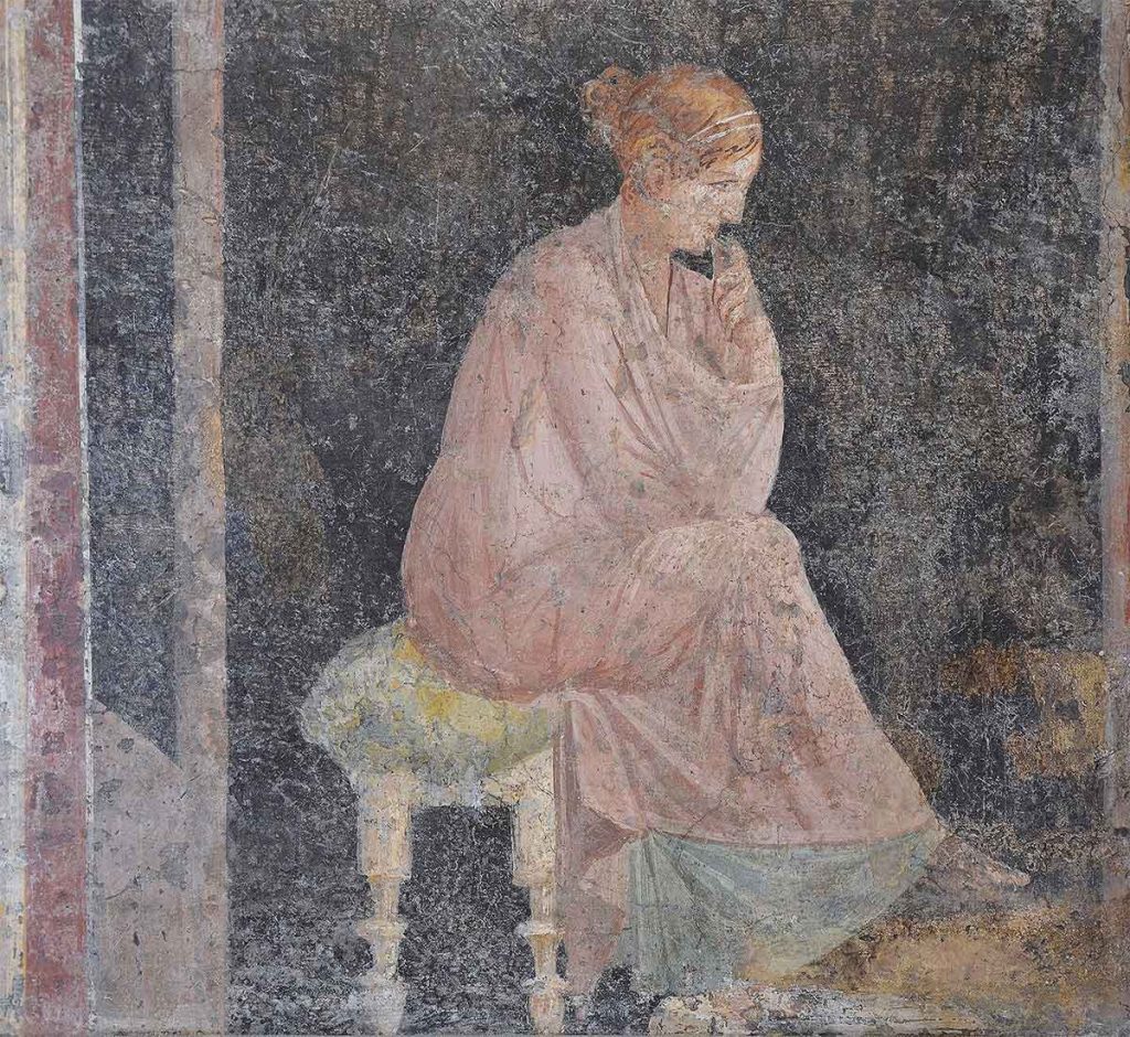 Fresco de una mujer romana.