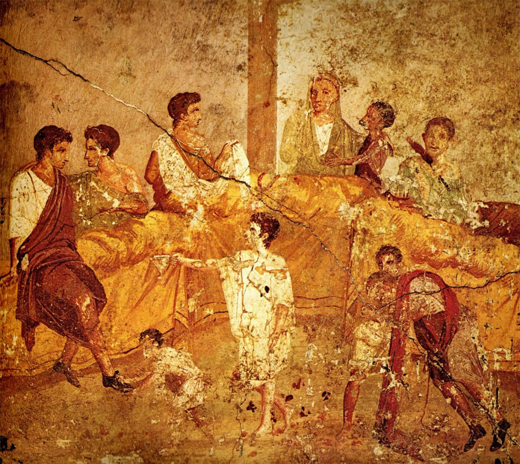 Fresco de un banquete familiar romano.