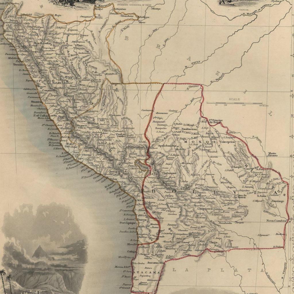Mapa de Bolivia a mediados del siglo 19.