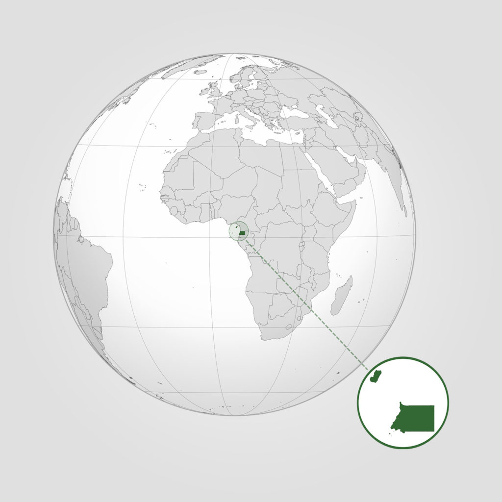Guinea Ecuatorial es un pequeño país ubicado en la costa atlántica de África, entre Camerún y Gabón.