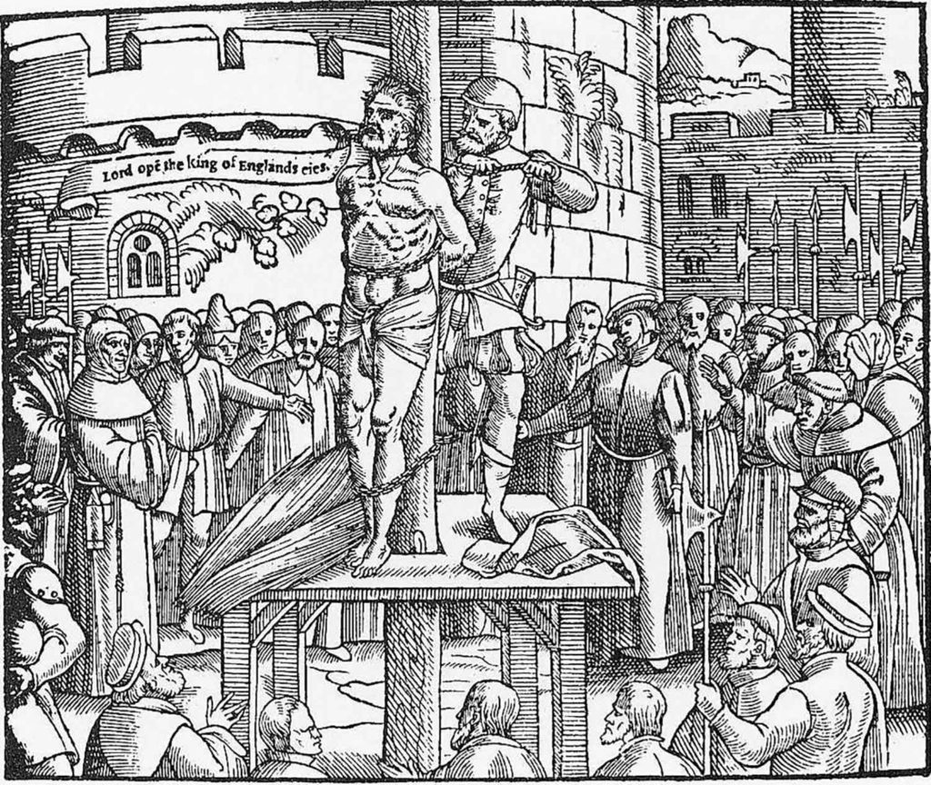 Representación del martirio de Tyndale.