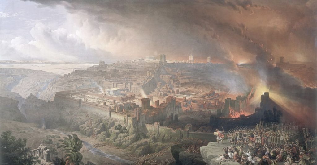 El asedio y destrucción de Jerusalén por los romanos bajo el mando de Tito, 70 d.C, Óleo sobre lienzo.