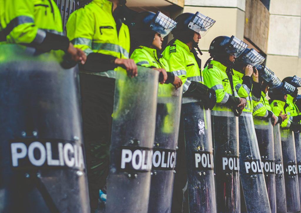 Policía de Colombia durante una manifestación pública