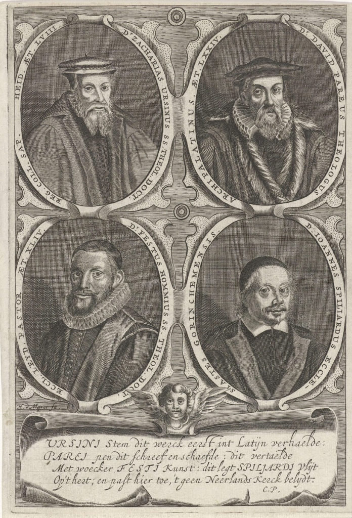 Zacarías Ursino junto a otros reformadores en el Tesoro, un libro de explicaciones sobre el Catecismo holandés de 1657