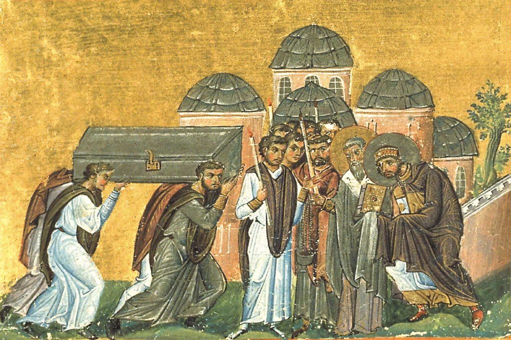 El regreso de las restos de Juan Crisóstomo a la Iglesia de los Santos Apóstoles en Constantinopla.