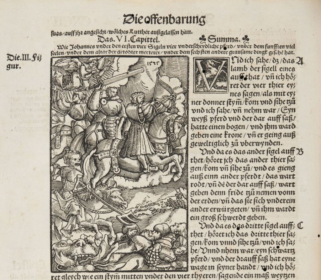 Ilustración del libro de Apocalipsis en la traducción original de Lutero.