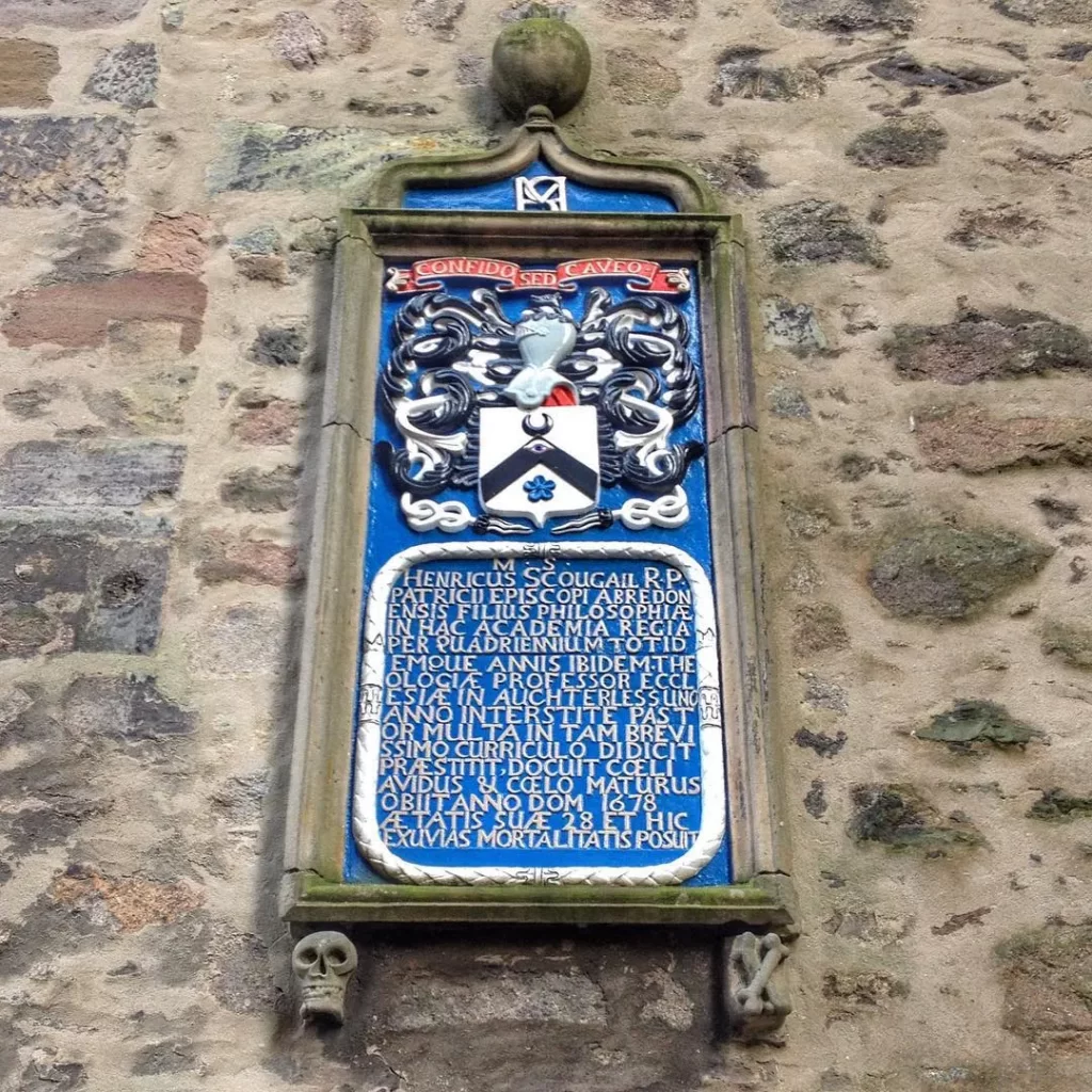 Placa en honor a Henry Scougal en King's College, Aberdeen.
